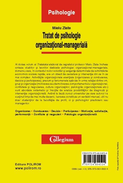 somewhat Discriminate Emperor Tratat de psihologie organizational-manageriala Vol. II - Mielu Zlate