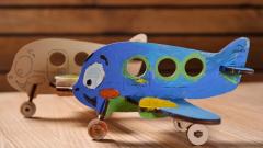Puzzle 3D de colorat - Model colorat Biplan - Airplane