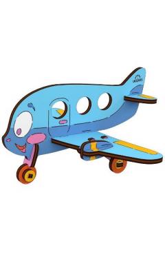 Puzzle 3D de colorat - Model colorat Biplan - Airplane