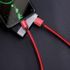 Baseus Cablu Double Fast Charging Type-C Red (5A, 1m, impletitura textila, 480Mbps)