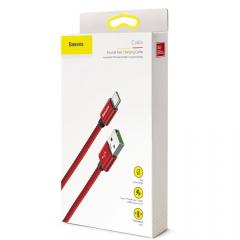 Baseus Cablu Double Fast Charging Type-C Red (5A, 1m, impletitura textila, 480Mbps)