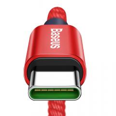 Baseus Cablu Double Fast Charging Type-C Red (5A, 1m, impletitura textila, 480Mbps)