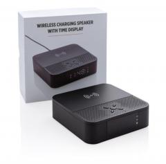 Boxa cu incarcator wireless si ceas - Negru