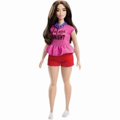 Papusa - Barbie cu tricou si pantaloni scurti rosi