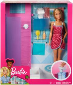 Set jucarii - Barbie - Baie cu dus si papusa blonda