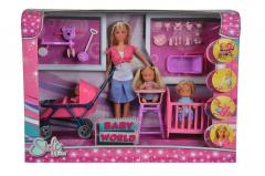 Set papusi - Steffi cu 3 copii / Baby World
