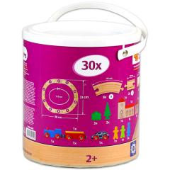 Set jucarii - Trenulet cu sina din lemn in galetusa