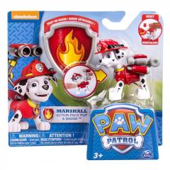 Set jucarii - Patrula Catelusilor Marshall Action Pack Pup and Badge