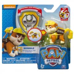Set jucarii - Patrula Catelusilor Rubble Action Pack Pup and Badge