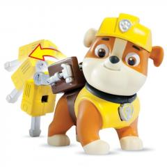 Set jucarii - Patrula Catelusilor Rubble Action Pack Pup and Badge