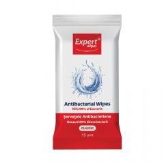 Servetele umede Antibacteriene Clasic - Expert Wipes, 15 buc