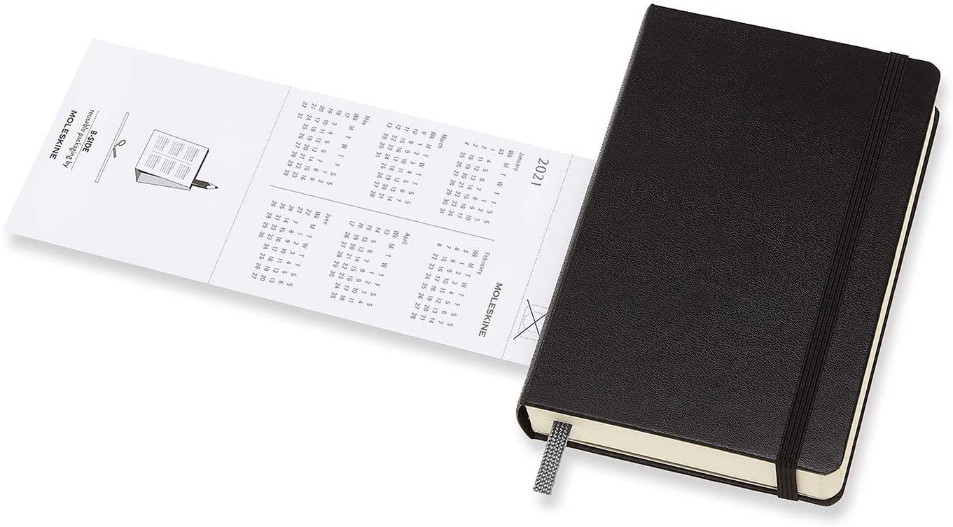 Agenda 2021 Moleskine 12 Month Daily Notebook Planner Black Hardcover Pocket Moleskine