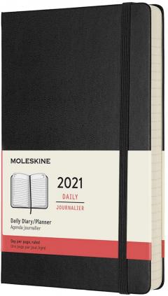 Agenda 2021 - Moleskine 12-Month Daily Notebook Planner - Black, Hardcover Large