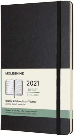 Agenda 2021 - Moleskine 12-Month Weekly Notebook Planner - Black, Hardcover Large