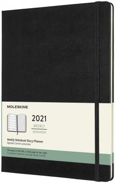 Agenda 2021 - Moleskine 12-Month Weekly Notebook Planner - Black, Hardcover XL