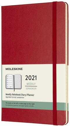 Agenda 2021 - Moleskine 12-Month Weekly Notebook Planner - Scarlet Red, Hardcover Large