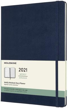 Agenda 2021 - Moleskine 12-Month Weekly Notebook Planner - Sapphire Blue, Hardcover XL
