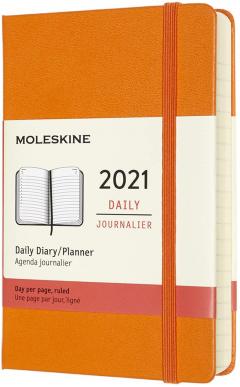 Agenda 2021 - Moleskine 12-Month Daily Notebook Planner - Cadmium Orange, Hardcover Pocket