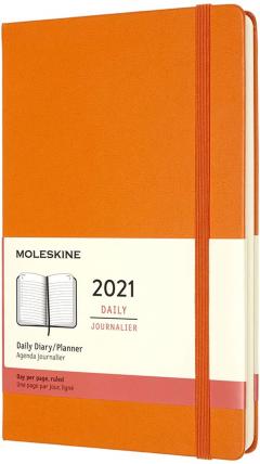Agenda 2021 - Moleskine 12-Month Daily Notebook Planner - Cadmium Orange, Hardcover Large