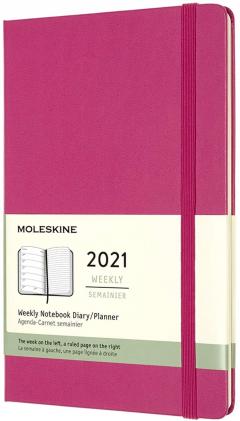 Agenda 2021 - Moleskine 12-Month Weekly Notebook Planner - Bougainvillea Pink, Hardcover Large