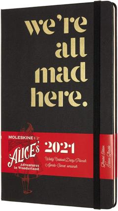 Agenda 2021 - Moleskine 12-Month Weekly Notebook Planner - Alice's Adventures in Wonderland - We're All Mad Here, Hardcover Large