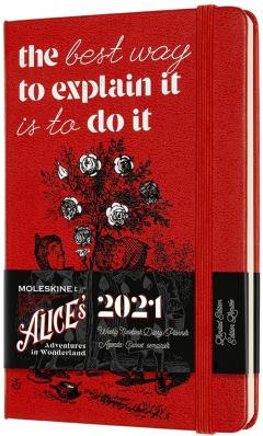 Agenda 2021 - Moleskine 12-Month Weekly Notebook Planner - Alice's Adventures in Wonderland - The Best Way to Explain It Is To Do It, Hardcover Pocket