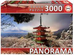 Puzzle 3000 piese - Mount Fuji and Chureito Pagoda, Japan - Panorama