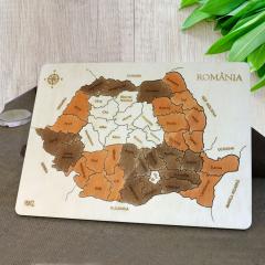 Puzzle educativ din lemn - Harta Romaniei pe Judete