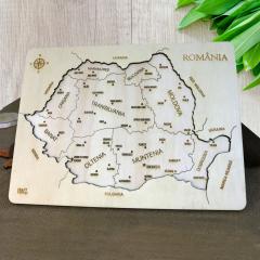 Puzzle educativ din lemn - Harta Romaniei pe Judete