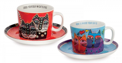 Set 2 cani cu farfurie - Laurel Burch - Celeste