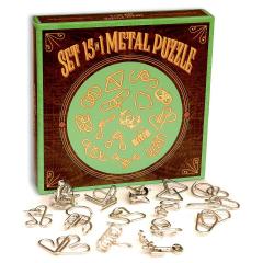 Set de 15 puzzle-uri logice din metal - Cutie verde