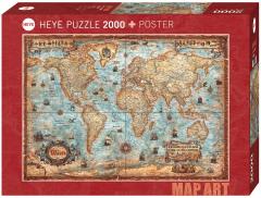 Puzzle 2000 de piese - Map Art - The World
