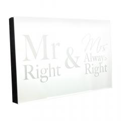 Placa cu oglinda led - Mr & Mrs Right