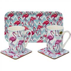 Set 2 cani + coasters + tava - Flamingo Bay