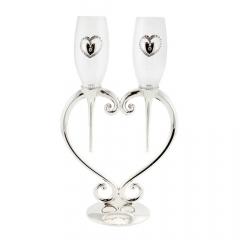 Set 2 pahare sampanie cu suport - Heart Twin Flutes | Lesser & Pavey