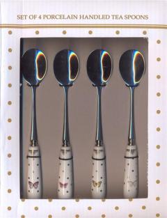 Set de 4 lingurite cu maner de portelan