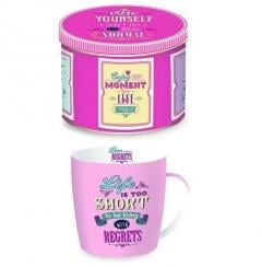 Cana portelan in cutie cadou - Life Is Too Short Mug In Tin Gift Box Nuova R2S