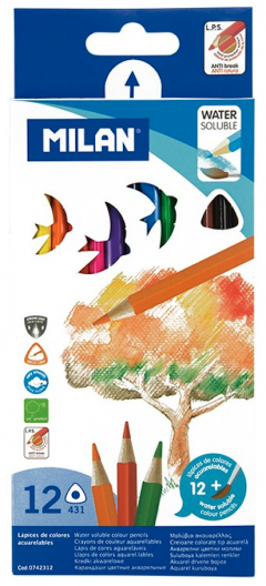 Set 12 Creioane tip Acuarela - Milan