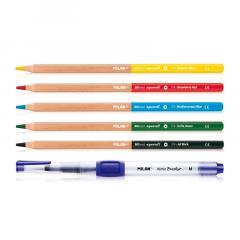 Set 5 Creioane colorate tip acuarela + pensula cu rezervor - Milan