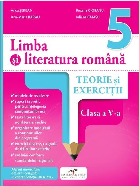 Limba Si Literatura Romana Teorie Si Exercitii Clasa A V A Anca Serban Roxana Ciobanu Ana 2839