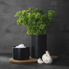 Suport pentru accesorii - Herb Jars with Oak Tray - Black