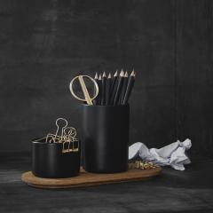 Suport pentru accesorii - Herb Jars with Oak Tray - Black