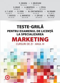 Teste – grila pentru examenul de licenta la specializarea marketing pentru studentii anului III zi