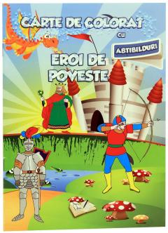 Carte de colorat cu abtibilduri - Eroi de poveste