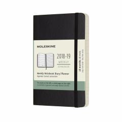 Agenda - Moleskine Notebook Black Pocket Weekly 18-Month Diary Soft 2018-2019