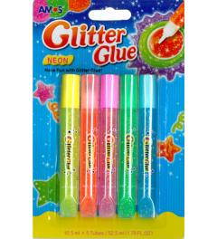 Set 5 tuburi lipici cu glitter - Neon