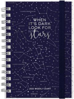 Agenda 2021 - Small Spiral Bound Weekly Planner 12 Months - Stars
