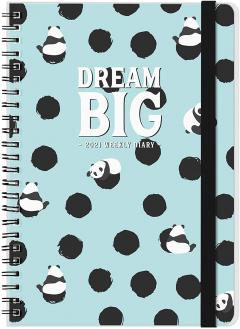 Agenda 2021 - Large Spiral Bound Weekly Planner 12 Months - Panda Dream