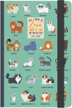 Agenda 2021 - Medium Weekly Planner 12 Months - Cats