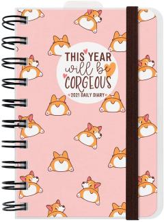 Agenda 2021 - Small Spiral Bound Daily Planner 12 Months - Puppies